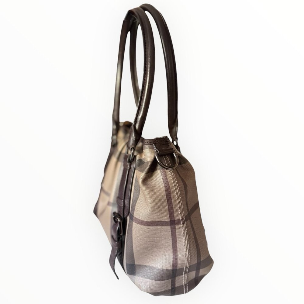 Burberry Northfield Smoked Check Satchel | Crossbody Strap - Picture 3 of 9